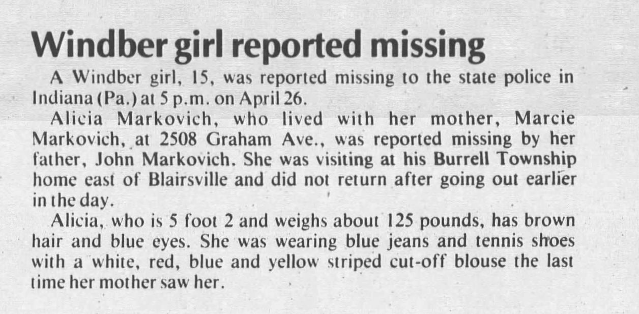 Justice for Alicia Markovich Hear my Voice Newspaper Articles of Alicia Markovich